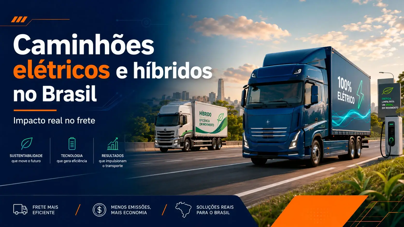 Caminhões elétricos e híbridos no Brasil: impacto real no frete