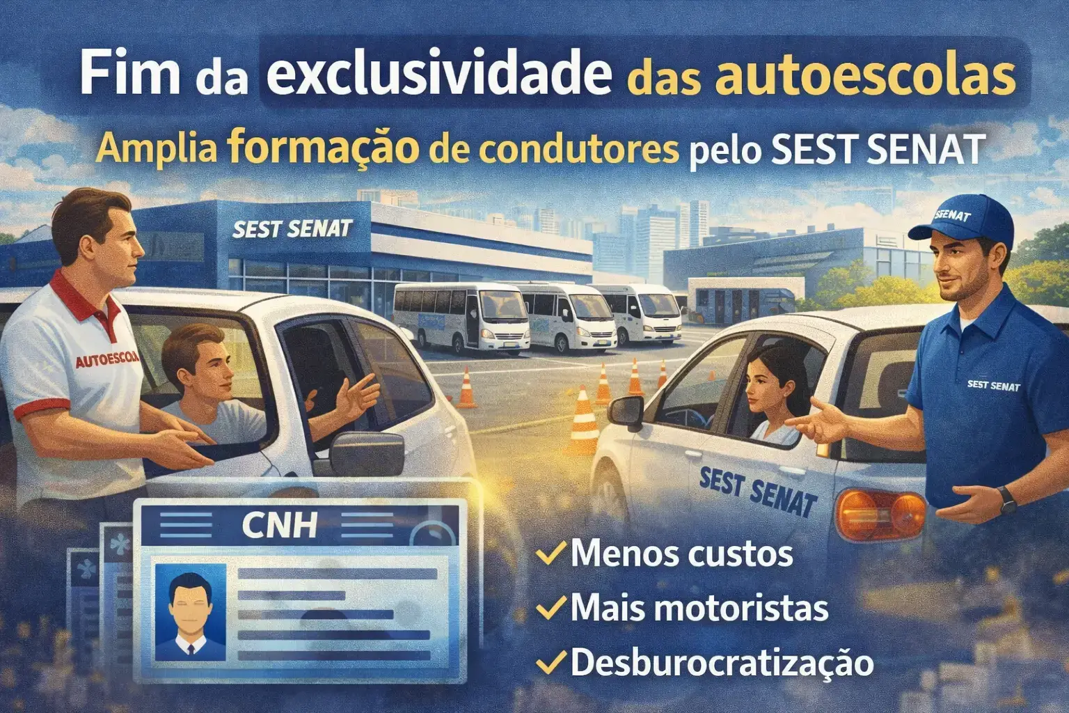 Fim da exclusividade das autoescolas amplia formação de condutores pelo SEST SENAT