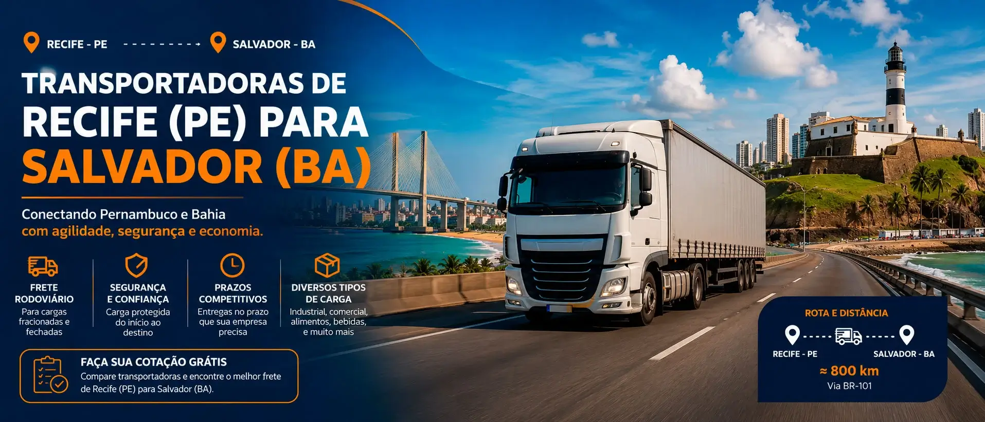 Transportadoras de Recife (PE) para Salvador (BA)